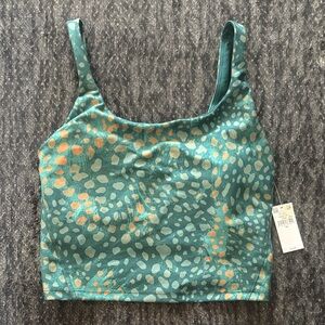Teal and Orange Patterned Crop Top